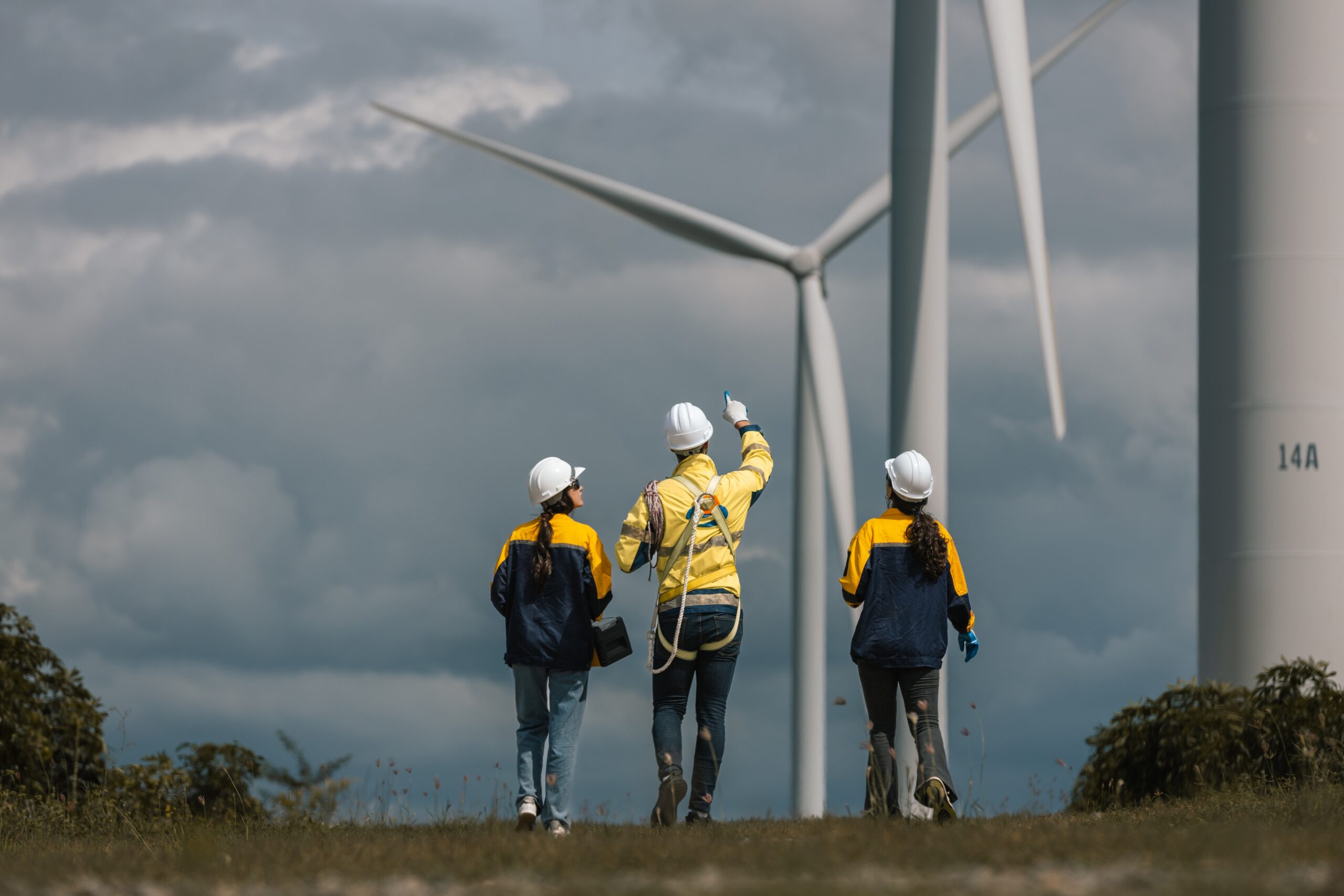 Group,Of,Wind,Energy,Engineers,In,Safety,Inspecting,Wind,Turbines Renewables